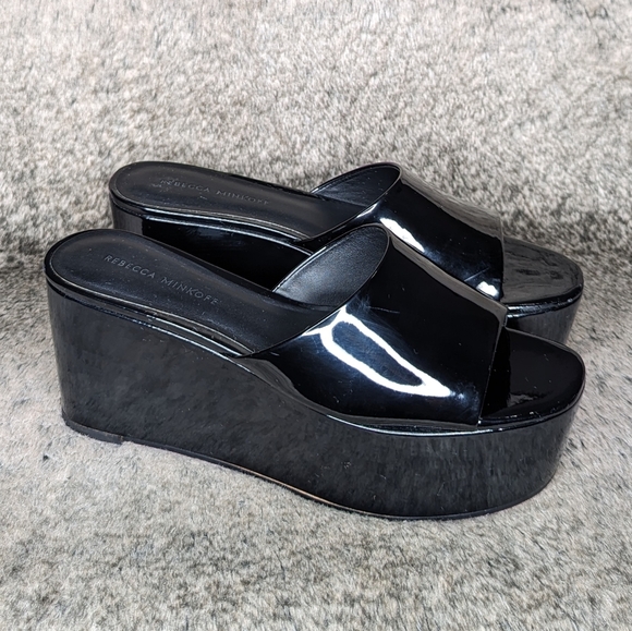 Rebecca Minkoff Jeanee Platform Wedge Sandal Black Women's 9 - Picture 2 of 11